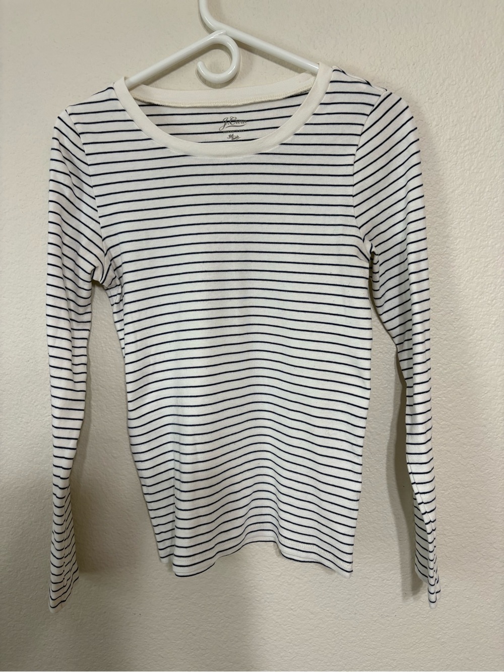 J. Crew Navy & White Long Sleeve Striped Tee - Size M